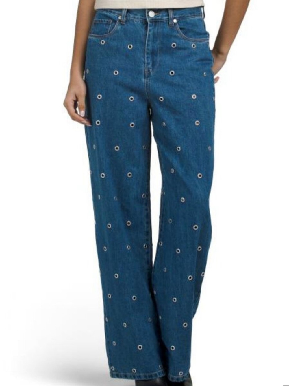 BLANK NYC NWT the Franklin ribcage wide leg grommet jeans sz 28 100% cotton